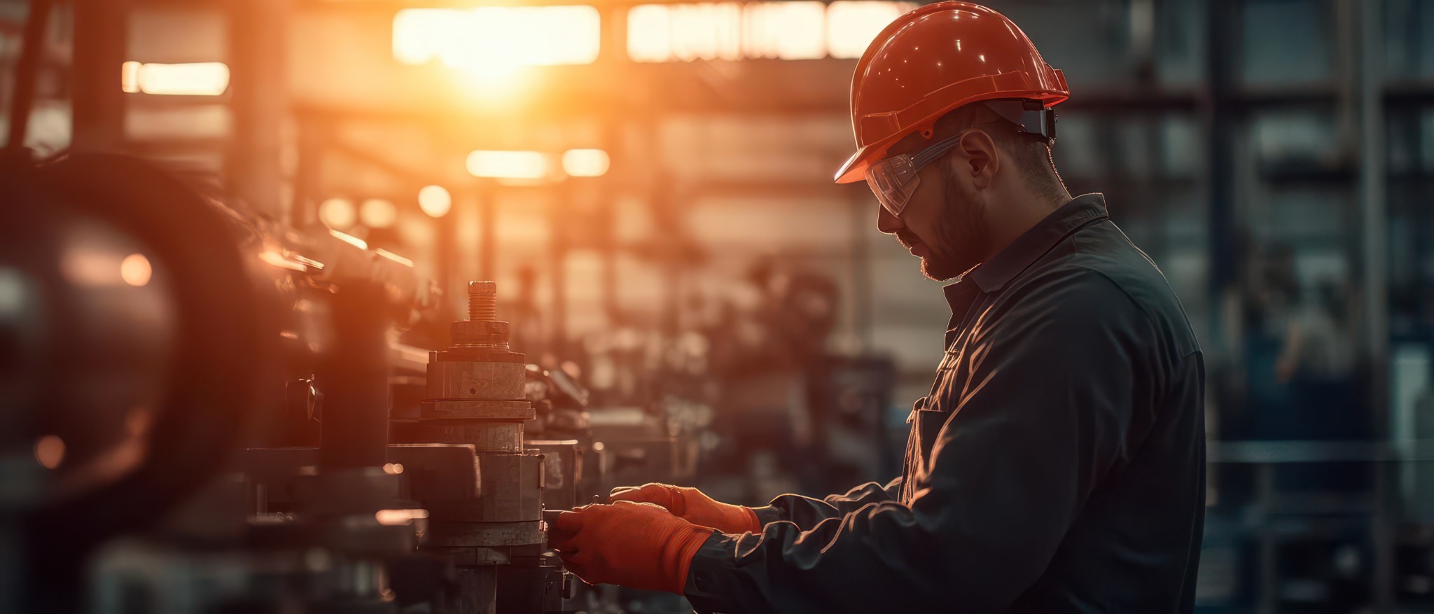 Profissional operando equipamento em ambiente industrial